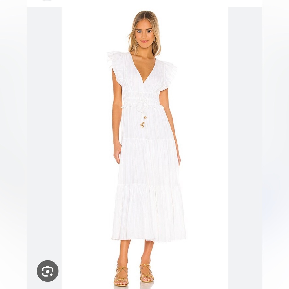 Karina Grimaldi Karla Metallic Midi Dress XS white gold